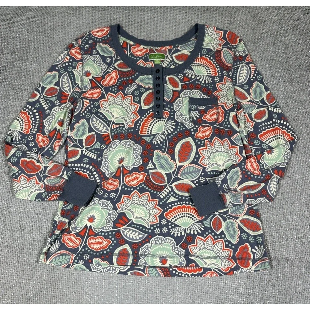 Vera Bradley Pajama Top‎ Womens XL Multicolored Henley Floral